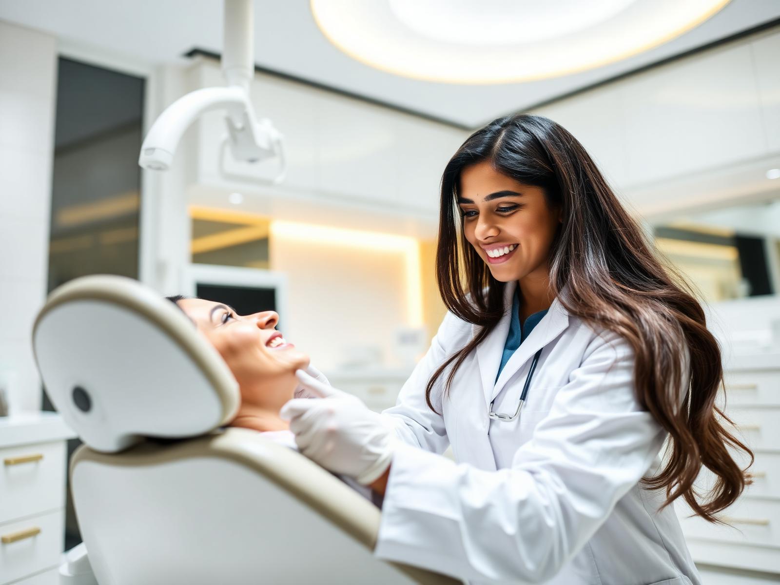 Dentist treating a smiling patient at SmileCraft luxury dental clinic